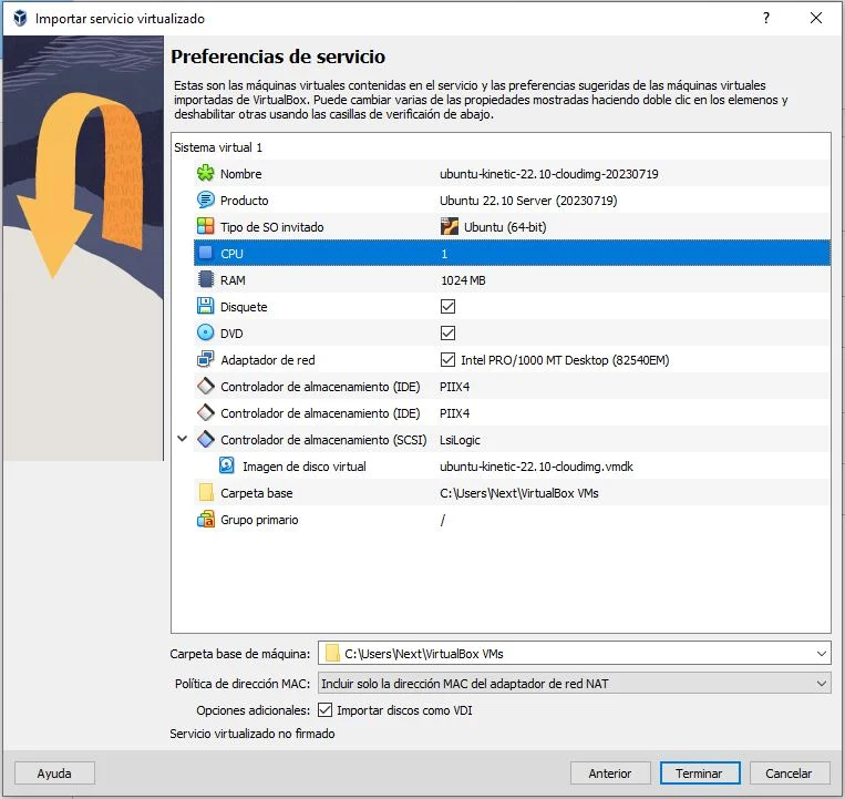 importar servicio virtualizado